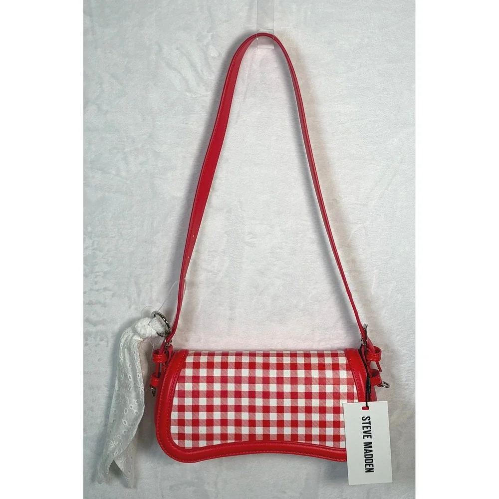 Steve Madden BTOOMSY Red Gingham Shoulder Bag Tomato Flap Purse NWT DT627585